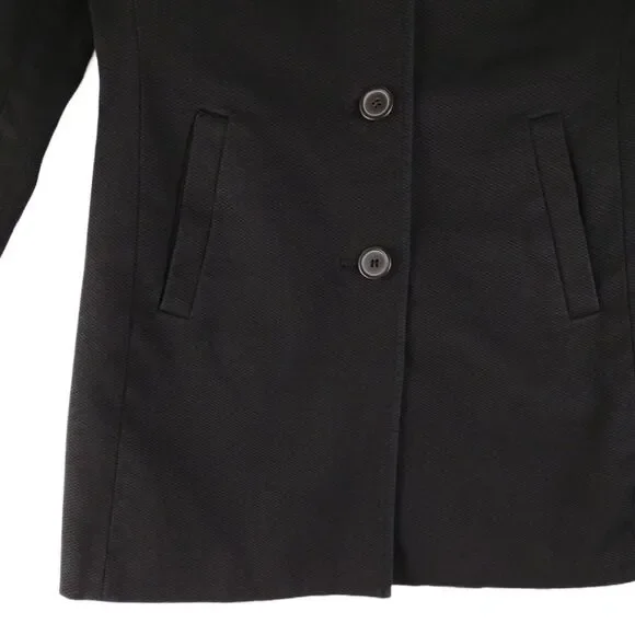 John Paul Richard Women's S Textured Cotton Black Trench Pea Coat Uniform Petite - Picture 3 of 6